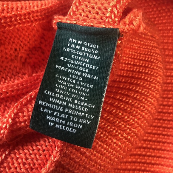Ralph Lauren Sweater Womens S Orange Cable Knit Pullover  Basic Crew Preppy - Picture 8 of 9